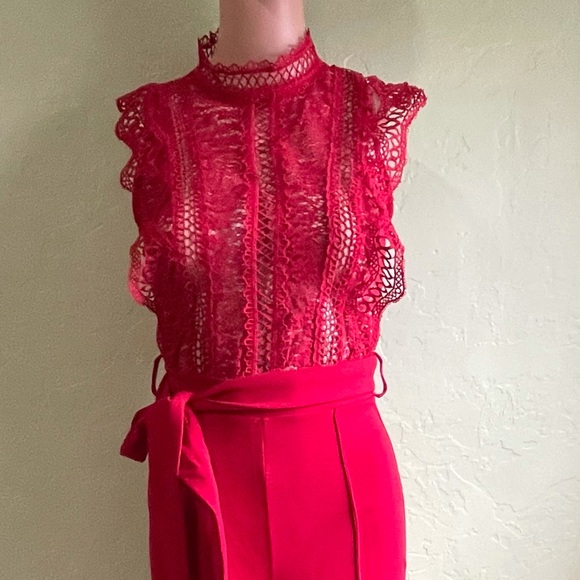 valentine Pants - Jumpsuit size L red stretch beautiful